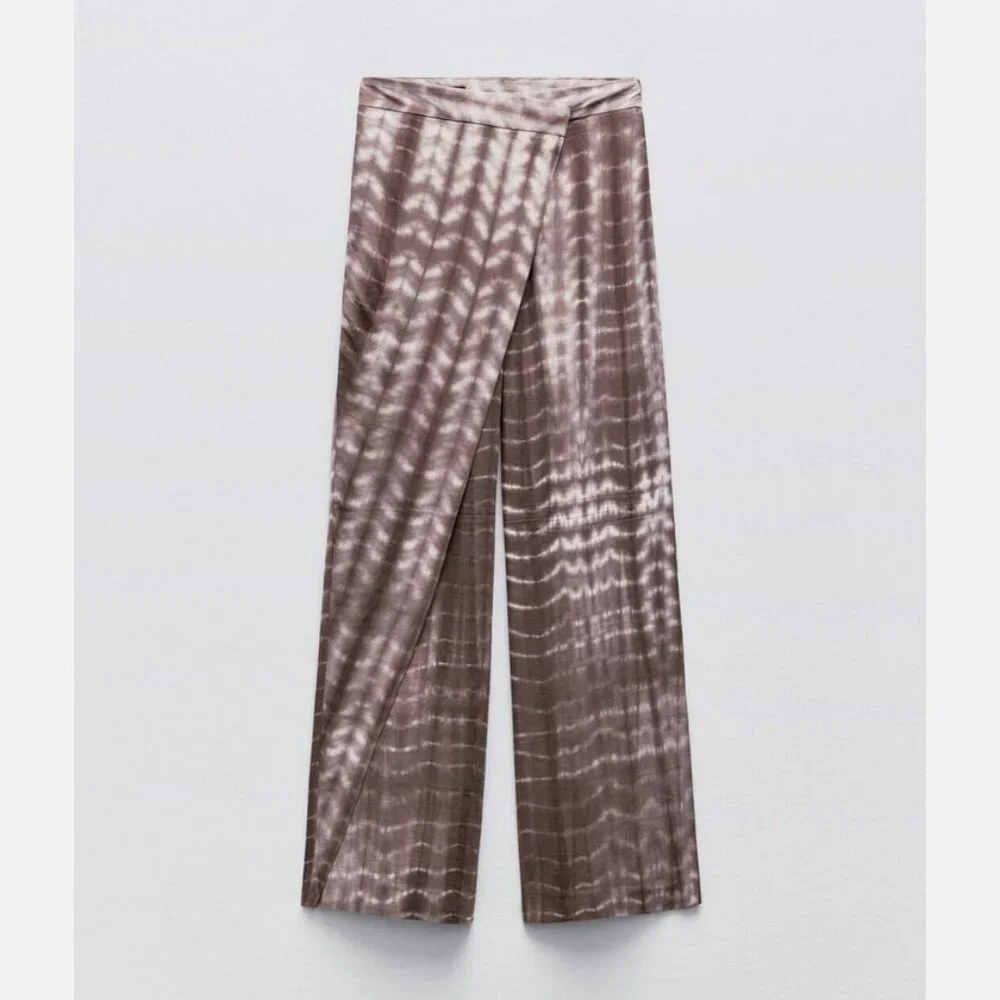 Zara Tie-Dye Wrap Trousers Linen Blend